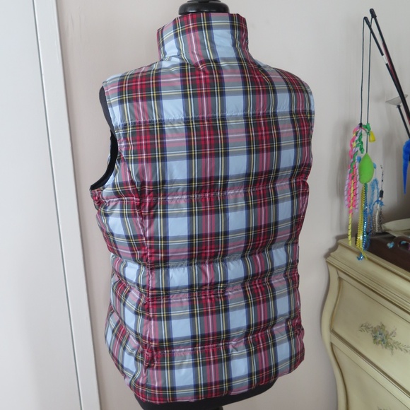 Lands End Down Filled Puffer Vest - Pale Blue Stewart Tartan - Picture 5 of 9